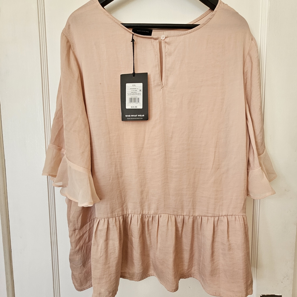 Elegant Pink Ruffle Sleeve Top